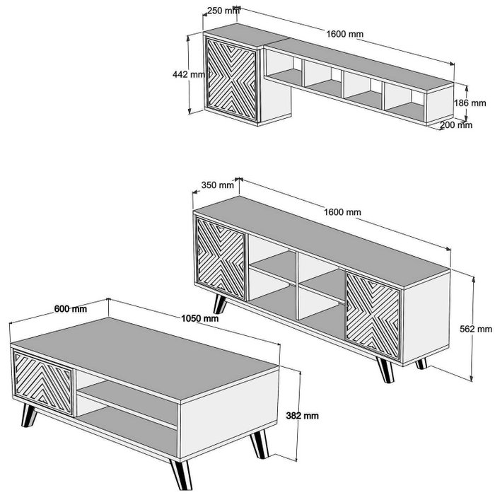 Hanah Home Inci - Conjunto de muebles de salón Nogal Hanah Home Inci - Conjunto de muebles de salón Nogal